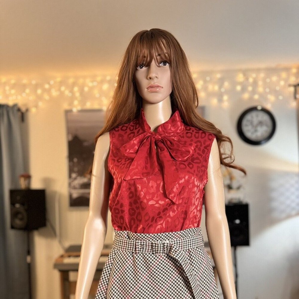 Red Silky Sleeveless Shirt